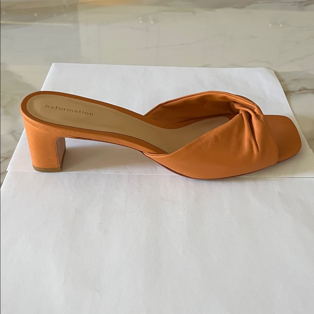 Reformation Orange Knotted Leather Slide Mules - Picture 6 of 7